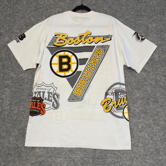 Vintage Boston Bruins NHL Hockey Goalie Graphic Men's T-Shirt White One Size - Picture 9 of 14
